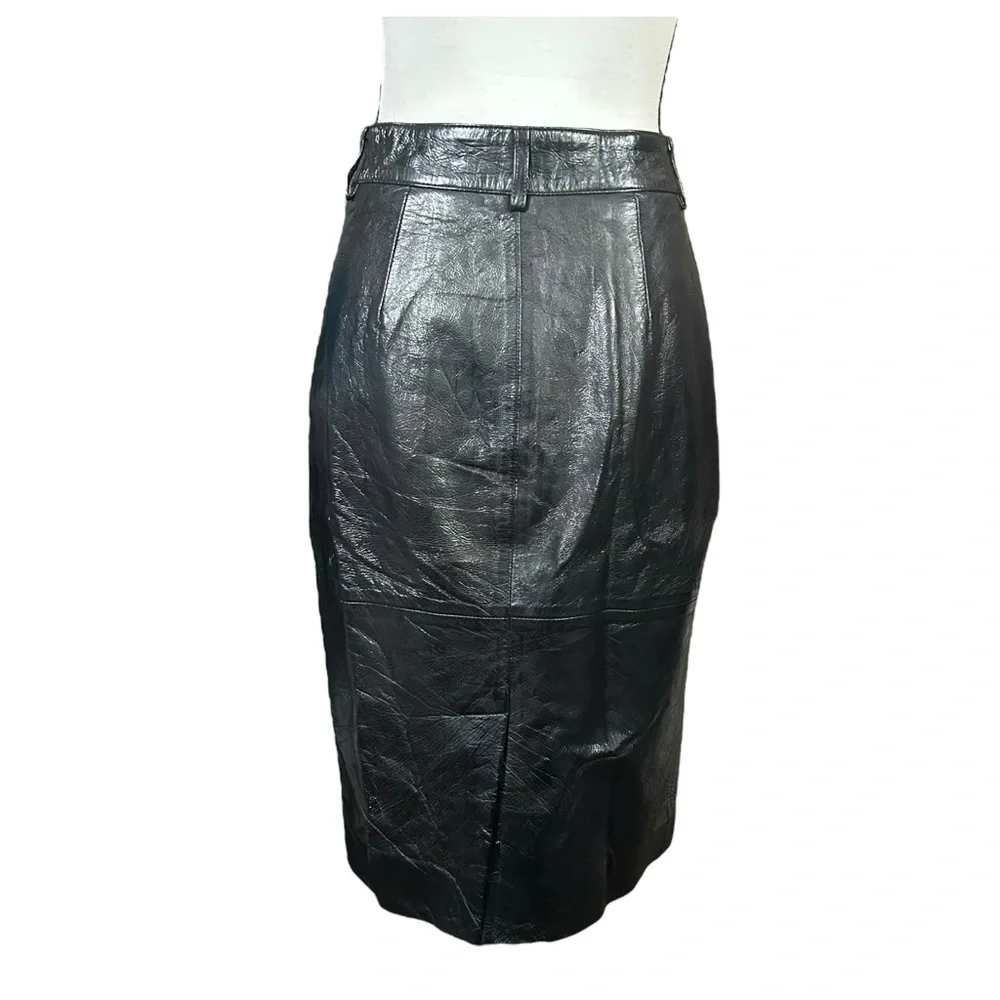 LPA Revolve Black Leather Midi Pencil Skirt Goth Fetish Vamp Punk Rock Small